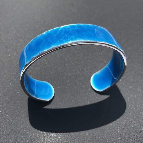 Enamel fine silver cuff